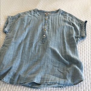 Faherty Dream Cotton Gauze Blouse Denim